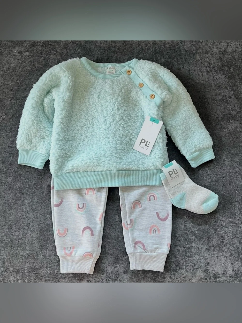 NWT PL Baby Fuzzy Sweater Set Size 12 Months
